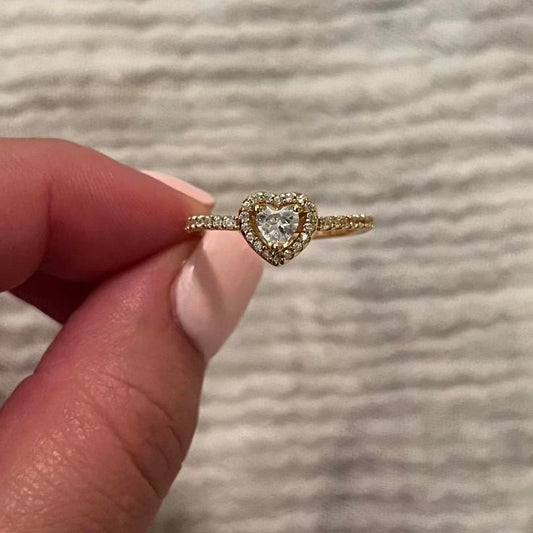 Beyaz Taşlı Kalp Yüzük