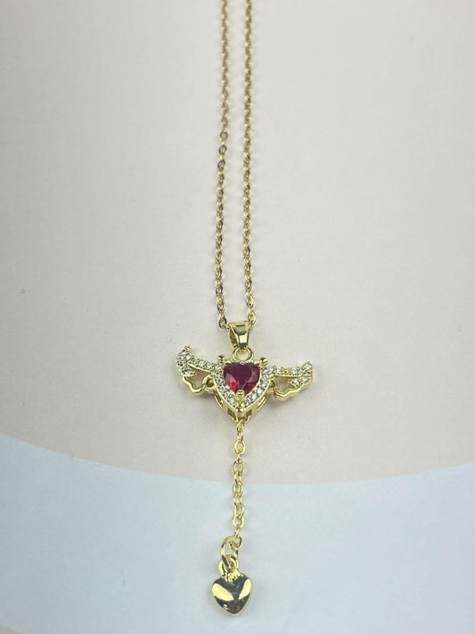 Kırmızı Taşlı Sevgi Meleği Kolye